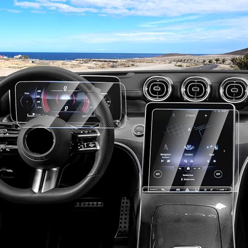 Canvcle 2PCS Screen Protector for 2023-2026 Mercedes Benz GLC 300 & AMG C43/2022-2026 W206 C300/2024-2026 AMG C63, 11.9 Inch Navigation + 12.3 Inch Dash Screen Cover Tempered Glass Touchscreen Film - size: Mercedes Benz GLC 300/AMG C43/W206 C300/AMG C63
