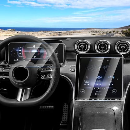 Canvcle 2PCS Screen Protector for 2023-2026 Mercedes Benz GLC 300 & AMG C43/2022-2026 W206 C300/2024-2026 AMG C63, 11.9 Inch Navigation + 12.3 Inch Dash Screen Cover Tempered Glass Touchscreen Film - size: Mercedes Benz GLC 300/AMG C43/W206 C300/AMG C63