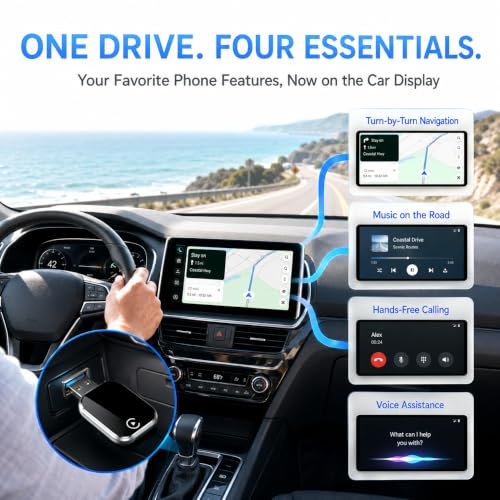 Wireless CarPlay and Android Auto Adapter for Factory Wired Systems,Silver