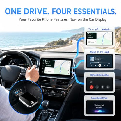Wireless CarPlay and Android Auto Adapter for Factory Wired Systems,Silver