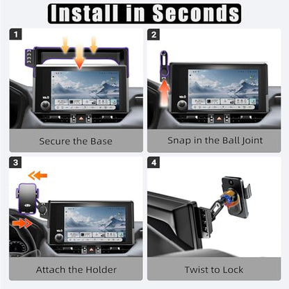 Car Phone Mount for 2019-2025 Toyota RAV4, Smart Auto-Clamping for 7/8" Screen Only (LE/XLE/Adventure), 15W Wireless Fast Charging, Premium Aluminum Holder, Without Blocking Airflow (Not Fit 9/10.5") - size: for Toyota RAV4 | 2019-2025