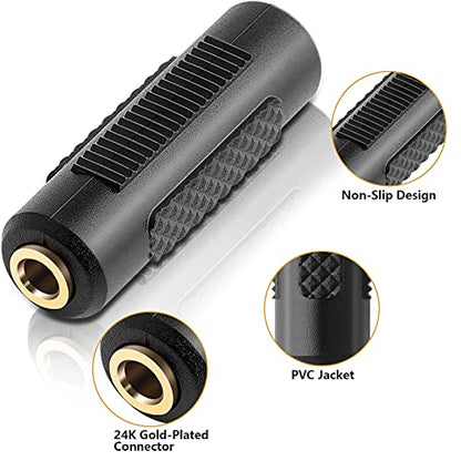 3.5mm to 3.5mm Stereo Jack Audio Adapter Female/Female Connectors,Gold Plated (5 Pack) - color: 5 Pack