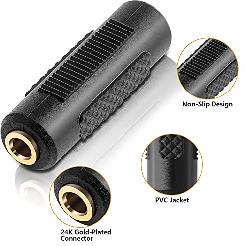 3.5mm to 3.5mm Stereo Jack Audio Adapter Female/Female Connectors,Gold Plated (10 Pack) - color: 10 Pack