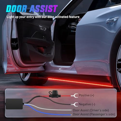 Nilight 4PCS Aluminum RGBW LED Underglow Strip Lights with APP & Remote - color: 4Pcs Aluminum Underglow Strip Lights RGBW