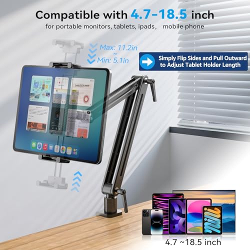 Portable Monitor Arm Mount Holder Screen Stand 18.5" 360° Rotating Base - size: up to 18.5"