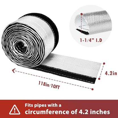 Wire Heat Shield Wrap for Car Hose Lines, 1-1/4" I.D.x 10FT, Silver - color: Silver, size: 1-1/4" I.D. x 10FT