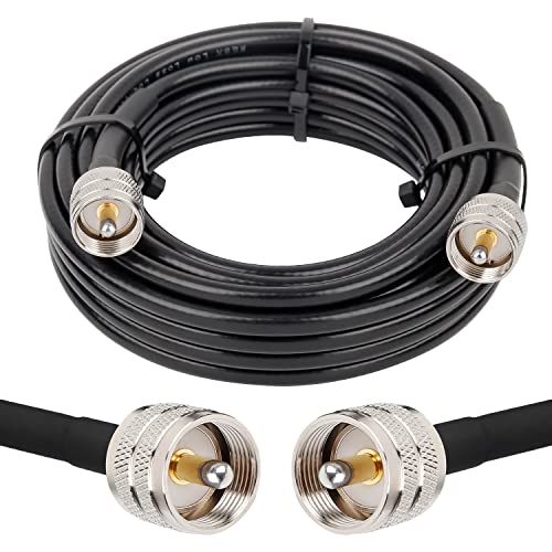 MOOKEERF RG8x Coaxial Cable 25ft,CB Coax Cable 50 Ohm,UHF PL259 Male to Male Low Loss CB Antenna Extension for HAM Radio,VHF Radio,SWR Meter,Dummy Load,Antenna Analyzer - size: 25FT