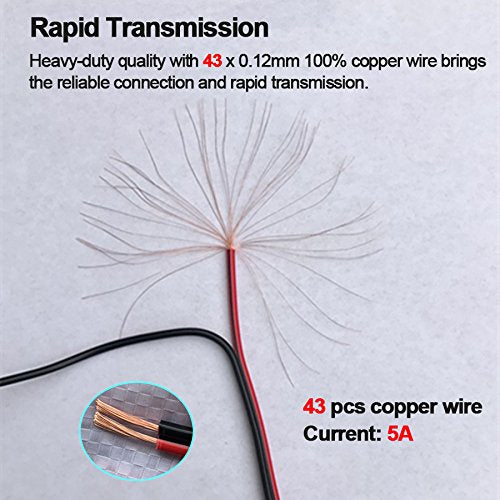 (Real 18AWG 43x2pcs Wires 20pcs Male DC Power Pigtail Cable, 12V 5A DC Connectors for CCTV Security Camera and Lighting Power Adapter (2.1mm x 5.5mm, Ultra Thick) (Pack of 2) - size: 20 Pcs DC Power Pigtail Cable Male (Pack of 2)