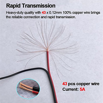 (Real 18AWG 43x2pcs Wires 20pcs Male DC Power Pigtail Cable, 12V 5A DC Connectors for CCTV Security Camera and Lighting Power Adapter (2.1mm x 5.5mm, Ultra Thick) (Pack of 2) - size: 20 Pcs DC Power Pigtail Cable Male (Pack of 2)