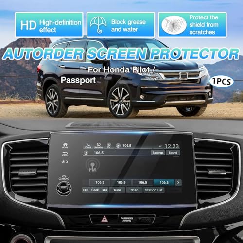 Autorder Custom Fit for Screen Protector 2019-2022 Honda Pilot/2019-2025 Passport Tempered Glass 9H Navigation Touchscreen Protective Film(8-Inch) - size: 2019-2022 Pilot/Passport