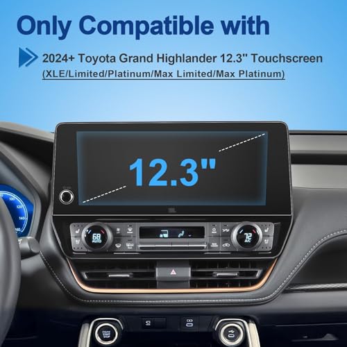 Anti-Glare Matte 2024 2025 2026 Grand Highlander & Grand Highlander Hybrid Screen Protector, (LE/XLE/Limited/Platinum/Nightshade/Max) 12.3-inch Touchscreen, 9H Tempered Glass Anti-Fingerprint