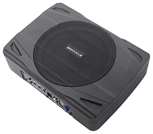 Rockville SS8P 8" Powered Under-Seat Car Subwoofer with RWK10 Amp Kit