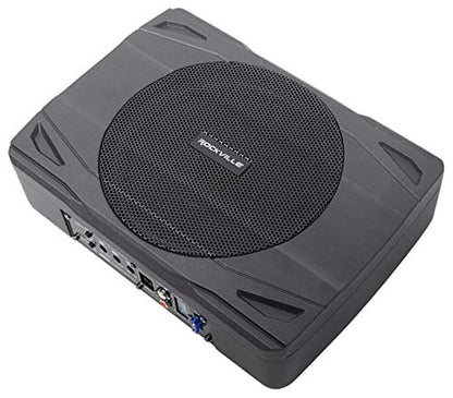 Rockville SS8P 8" Powered Under-Seat Car Subwoofer with RWK10 Amp Kit