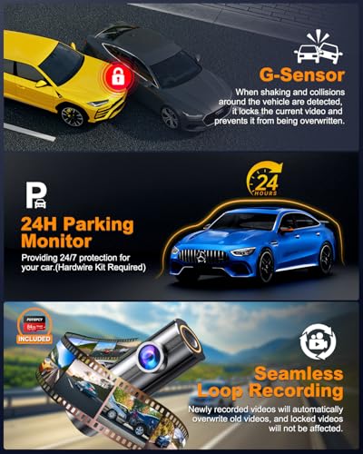 Dash Cam Front and Rear 4K, Built-in 5GHz WiFi with CPL, Dual Dashcams for Cars with 64GB Card, 24H Parking Mode, WDR, Ultra HD Night Vision, G-Sensor, Loop Recording, App Control, Support 256GB Max
