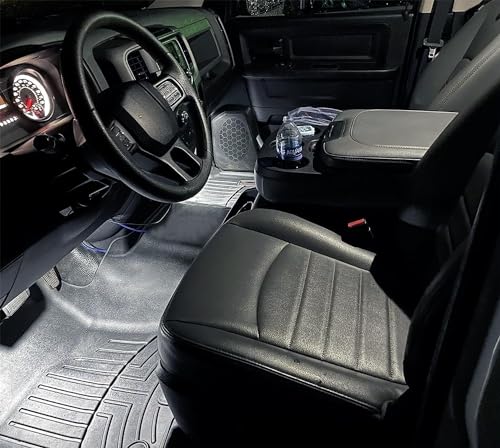 iJDMTOY Round Shape Xenon White Full LED Footwell Under Dash Courtesy Light Assemblies Compatible with RAM 1500 2500 3500 Classic Dodge Durango, with Jeep Grand Cherokee Wrangler Commander Liberty