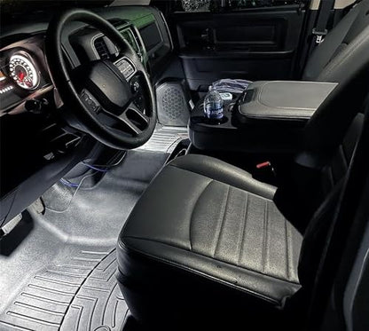 iJDMTOY Round Shape Xenon White Full LED Footwell Under Dash Courtesy Light Assemblies Compatible with RAM 1500 2500 3500 Classic Dodge Durango, with Jeep Grand Cherokee Wrangler Commander Liberty