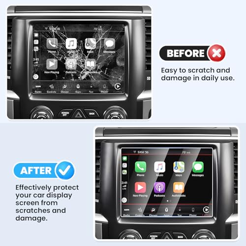 Canvcle 2026 Ram 1500 8.4" 2PCS Screen Protector for 2013-2026 Dodge Ram 1500/2500/3500, Tempered Glass for 2014-2024 Jeep Grand Cherokee/Wrangler JL/Gladiator JT/Compass MP - size: 2013-Present Dodge Ram 1500 2500 3500 8.4 Inch