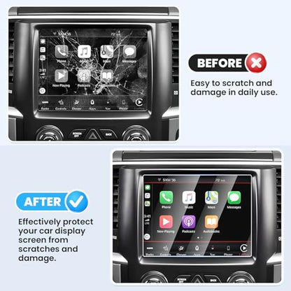 Canvcle 2026 Ram 1500 8.4" 2PCS Screen Protector for 2013-2026 Dodge Ram 1500/2500/3500, Tempered Glass for 2014-2024 Jeep Grand Cherokee/Wrangler JL/Gladiator JT/Compass MP - size: 2013-Present Dodge Ram 1500 2500 3500 8.4 Inch