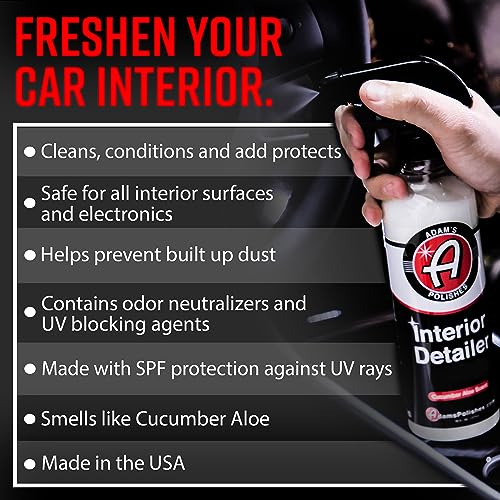 Adam's Polishes Interior Detailer 16 fl. oz (Cucumber Aloe) - Total Car Interior Cleaner, Protectant & Dressing | All Purpose Cleaner & Leather Conditioner | Vinyl, Dashboard, Screen, Seat Cleaner - size: 16 fl. oz