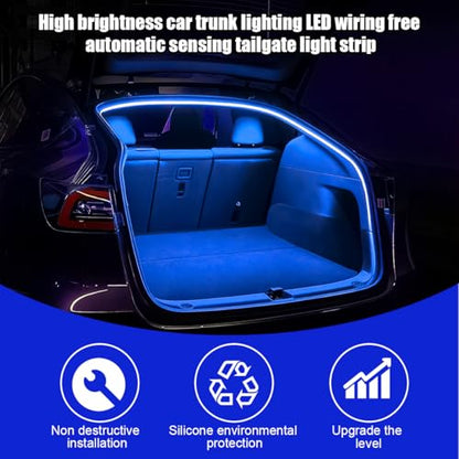 Car Trunk LED Strip Light, 12V 16.4FT Flexible Cuttable Silicone Vehicle Trunk Cargo Area Ambient Light, Waterproof Automotive Cargo Neon Strip Lighting, Universal for Vehicles (Blue) - color: Blue