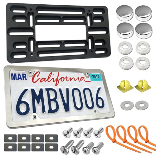 ZXFOOG Front License Plate Mounting Kit, Bumper Plate Bracket Holder - color: Stainless steel frame