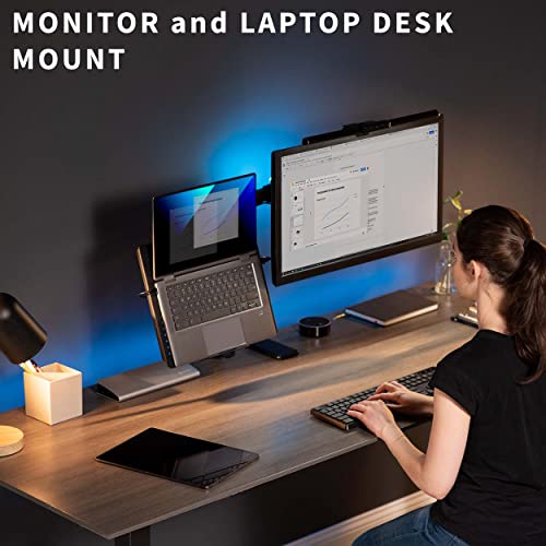 VIVO Black Fully Adjustable 13 to 32 inch Single Computer Monitor and Laptop Desk Mount Combo, Stand with Grommet Option, Fits up to 17 inch Laptops (STAND-V002C) - color: Black