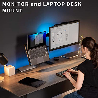 VIVO Black Fully Adjustable 13 to 32 inch Single Computer Monitor and Laptop Desk Mount Combo, Stand with Grommet Option, Fits up to 17 inch Laptops (STAND-V002C) - color: Black
