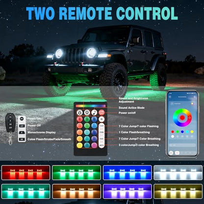 Nilight RGBW LED Rock Lights Kit 4 Pods 22 LEDs Wide Angle Lighting - color: RGBW 22LED, size: 4 Pods