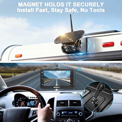 X7 Wireless Solar Magnetic Backup Camera for RV Truck - 15000mAh Battery Magnetic Hitch Camera 7” Monitor 320FT Range - 5th Wheel Hitch Gooseneck Travel Boat Horse Trailer Truck - size: 7" Monitor w/ Cam