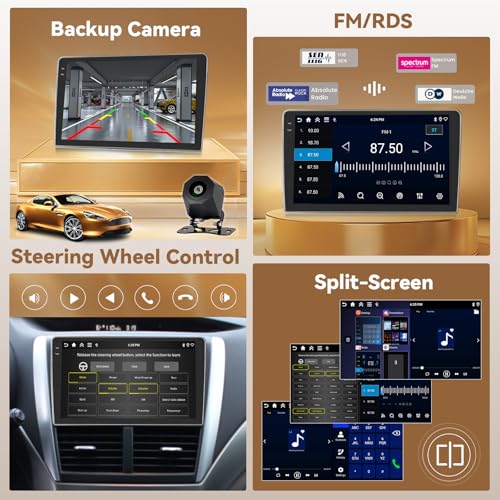 [4+64G] Hikity Android 15 Carplay Stereo Double Din, 9'' in-Cell Touch Screen Radio Wireless Carplay Android Auto 5G WiFi Car Stereo Bluetooth 5.0 Mirror Link GPS SWC FM/RDS/EQ, AHD Backup Camera+Mic - style: 2+64G HiFi