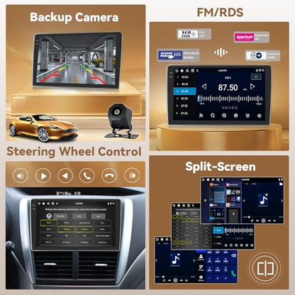 [4+64G] Hikity Android 15 Carplay Stereo Double Din, 9'' in-Cell Touch Screen Radio Wireless Carplay Android Auto 5G WiFi Car Stereo Bluetooth 5.0 Mirror Link GPS SWC FM/RDS/EQ, AHD Backup Camera+Mic - style: 2+64G HiFi