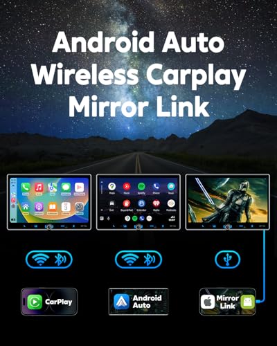 PLZ Single Din Car Stereo Wireless Apple Carplay Android Auto Radio, 10.1" Car Play Touch Screen, Bluetooth 5.3 Car Audio Receiver, 4.2 Channel 240W, Subwoofers, Backup Camera, Navigation, FM/AM, SWC - size: 10.1"
