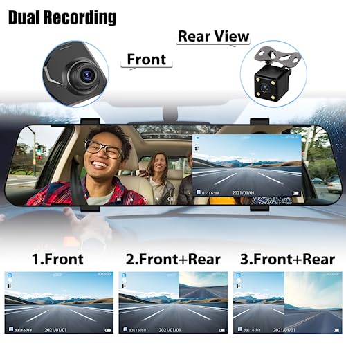 Mirror Dash Cam for Cars,4.5" Rear View Mirror 1080P Front and Rear View Dual Cameras,Super Night Vision,Parking Assistance,G-Sensor,24H Parking Monitor, Waterproof Backup Camera Free 32GB Card