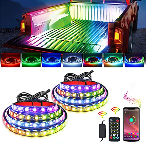 Nilight Truck Bed Light Strip RGB-IC LED Bar 2PCS 60 inch Cargo Lighting - color: 2Pcs 60Inch RGBIC Bed Strip w/Remote+APP