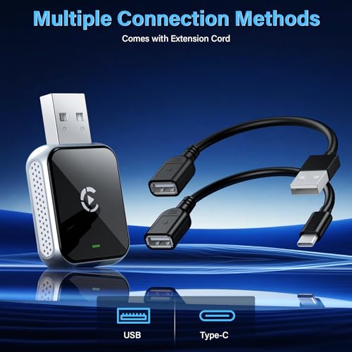 Mini Wireless CarPlay Adapter, 2026 Upgraded Carplay Connect, Wireless and Bluetooth Adaptor, Plug&Play, No Delay & Stable Connection, for iOS 10+