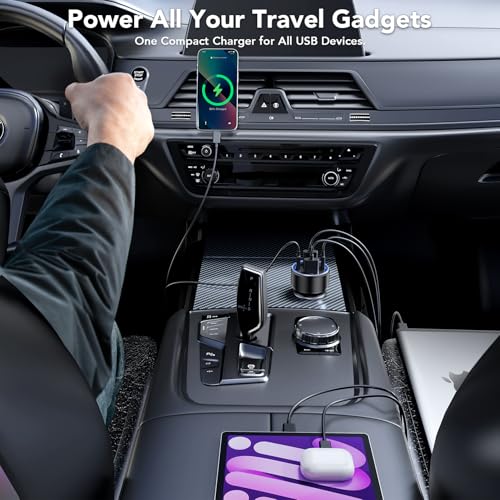 4-Port USB C Car Charger 78W PD Fast Charging 3-Pack - color: Black-3Pcs