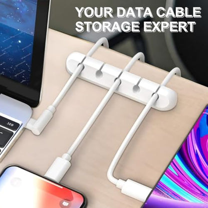 3-Packs Cable Holder Clips, Cable Management Cord Organizer Clips Self Adhesive for Desktop USB Charging Cable Nightstand Power Cord Mouse Cable Wire PC Home,Office,Car,Desk,Nightstand(7, 5, 3 White)