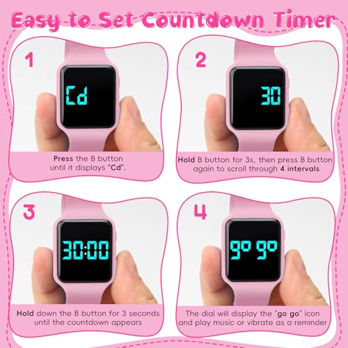 BEN NEVIS Potty Training Watch, Digital Toddler Watch with Countdown/Music/Alarm Clocks/Vibration Reminder and Waterproof, Remind Toddler to Go to The Toilet - color: 03-Rose-Unicorn