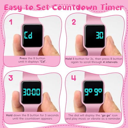 BEN NEVIS Potty Training Watch, Digital Toddler Watch with Countdown/Music/Alarm Clocks/Vibration Reminder and Waterproof, Remind Toddler to Go to The Toilet - color: 03-Rose-Unicorn