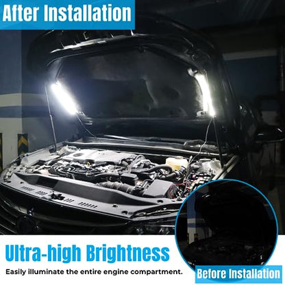 2-in-1 Under Hood LED Light Kit, Waterproof 12V Car LED Light Bar Car Underhood Work Lights with Automatic On/Off, 2pcs 36cm/14.17in 21LEDs Light Strip Kit, Universal Fits Any Vehicle