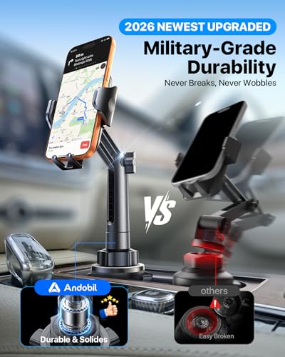 andobil [Upgrade Version Cup Phone Holder for Car Universal Adjustable Long Neck Car Phone Mount Cradle Friendly Compatible with iPhone Samsung Google and All 4.0-7.0 inches Smartphones - color: Jointed Neck-Black