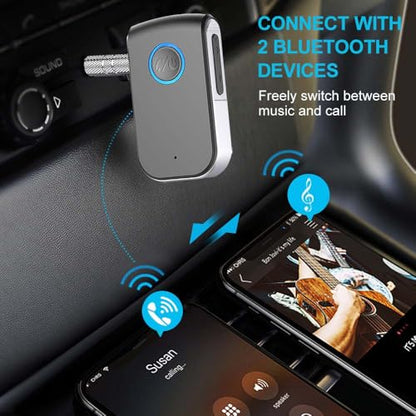 Bluetooth AUX Adapter for Car,3.5mm Wireless Receiver AUX Bluetooth Car Adapter,Hands-Free Call for Cars, Speakers, Stereo Systems and Headphones