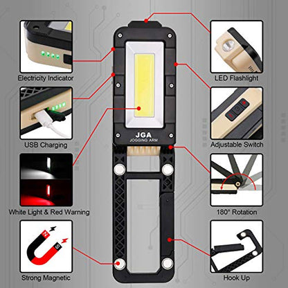 Magnetic LED Portable Working Light Rechargeable LED Work Flashlight Super Brightness 180 Rotatable Folding Snap Working Light for Car Repairing Emergency Camping Mountain Climbing