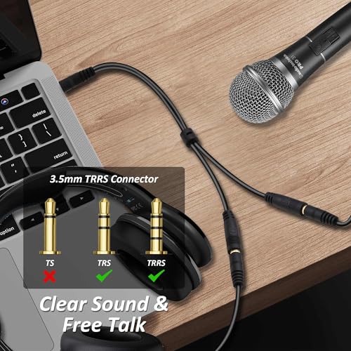 3.5mm TRRS Headphone Splitter Y Cable Adapter 20cm