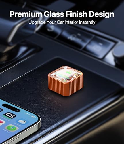 Wireless CarPlay Adapter for iPhone, Premium Glass Finish Design, 5s Auto-Connect, Mini Wireless CarPlay Dongle Compatible with Apple CarPlay, Plug & Play for Factory Wired Cars, Low Latency Coral