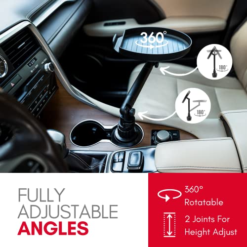 Macally Cup Holder Tray for Car - Adjustable Car Tray Table - Perfect Car Food Tray for Eating with Phone Slot and Swivel Arm - Car Organizer - size: original