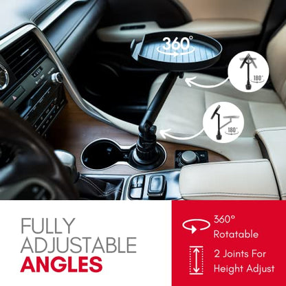 Macally Cup Holder Tray for Car - Adjustable Car Tray Table - Perfect Car Food Tray for Eating with Phone Slot and Swivel Arm - Car Organizer - size: original