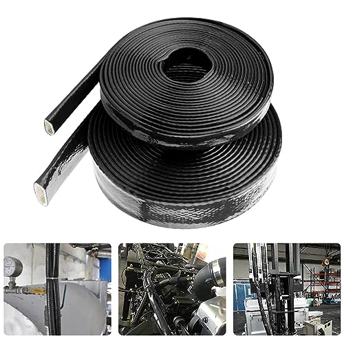 Fuel Line Heat Shield Insulation Wire Heat Shield Fuel Line Heat Shield Sleeve Fire Sleeve Silicone Coated Fiberglass Heat Protection for Automotive Hose Lines & Electrical Wiring 3/8" ID(Black) - color: Black, size: 3/8" ID*5FT