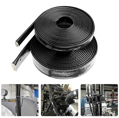 Fuel Line Heat Shield Insulation Wire Heat Shield Fuel Line Heat Shield Sleeve Fire Sleeve Silicone Coated Fiberglass Heat Protection for Automotive Hose Lines & Electrical Wiring 3/8" ID(Black) - color: Black, size: 3/8" ID*5FT