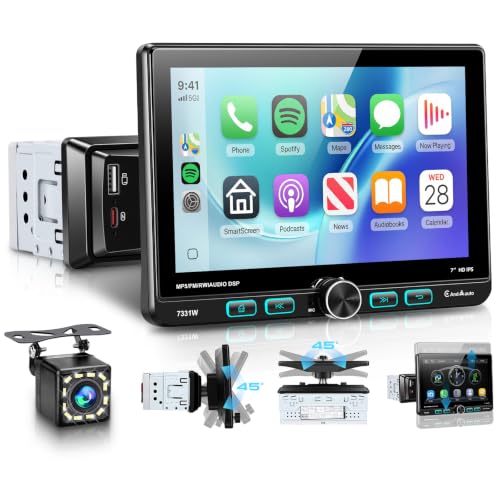7 Inch Single Din Car Stereo with Wired/Wireless CarPlay Android Auto